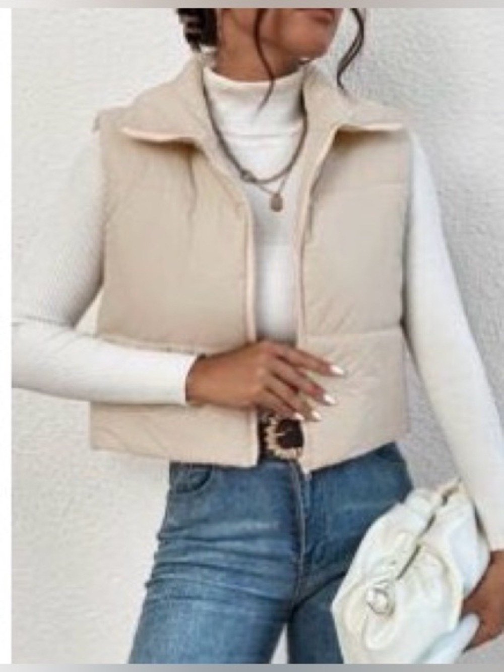 SHEIN Women’s Light Tan Puffer Jacket Vest, Size M